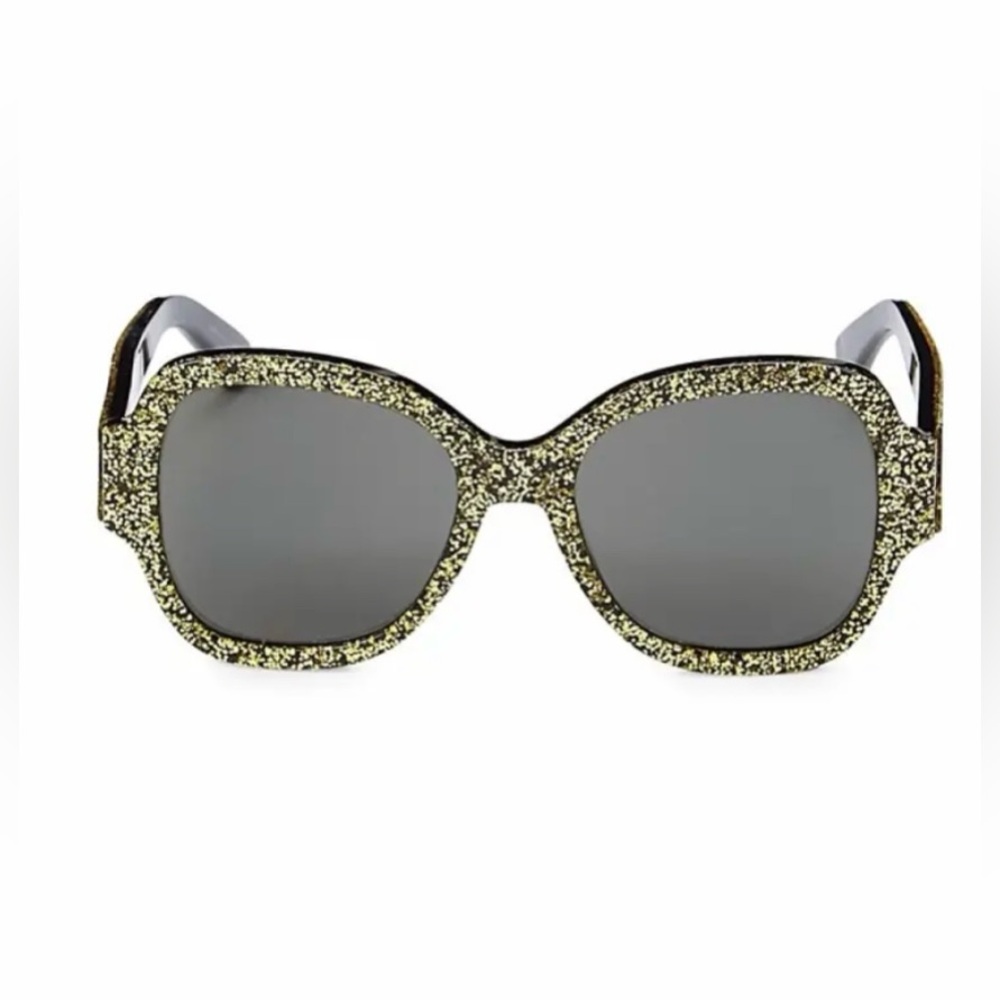 New Saint Laurent Gold Glitter Butterfly Frame Sunglasses - Picture 2 of 10